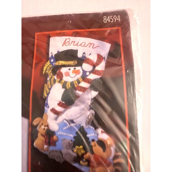 NOS Bucilla Snowman 18" Felt Stocking Kit "In The Spirit" 84594 - Picture 2 of 6